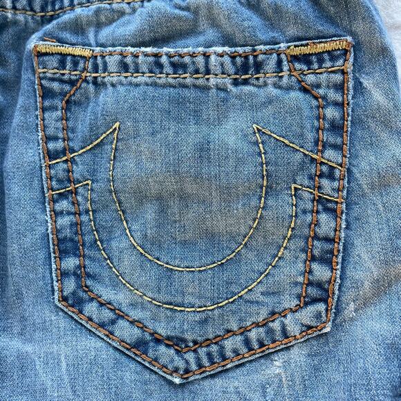 š„True Religion Section Straight Leg Holes Ripped Distressed Grunge Men Jeans 32 - Picture 9 of 16